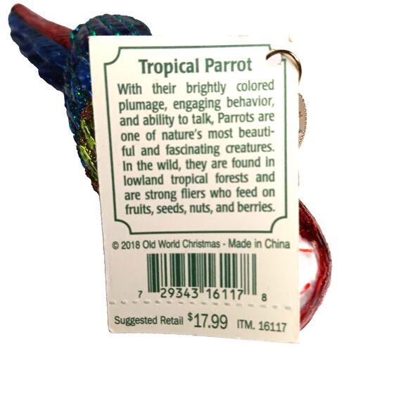 Old World Christmas Tropical Parrot Bird Glass Christmas Ornament 2018 New w Tag - Picture 9 of 13